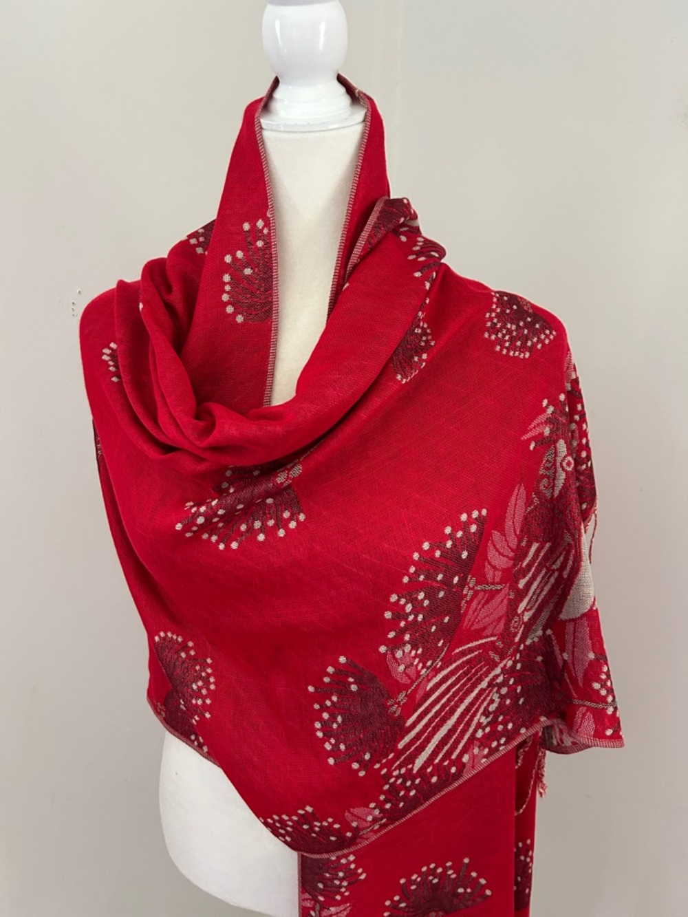 Ama Waterways Red Floral Shawl/Scarf